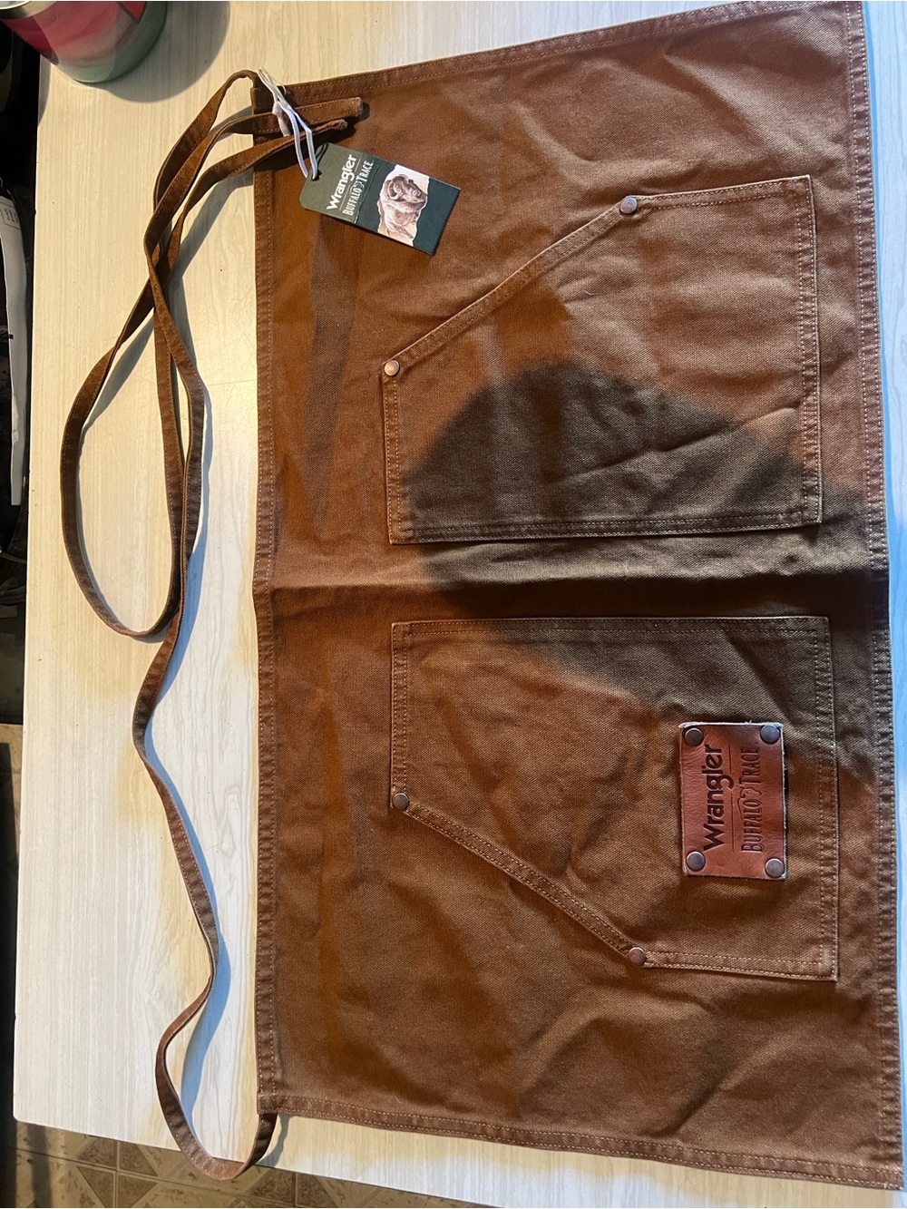Wrangler Brown Canvas Utility Apron with Dual Pockets